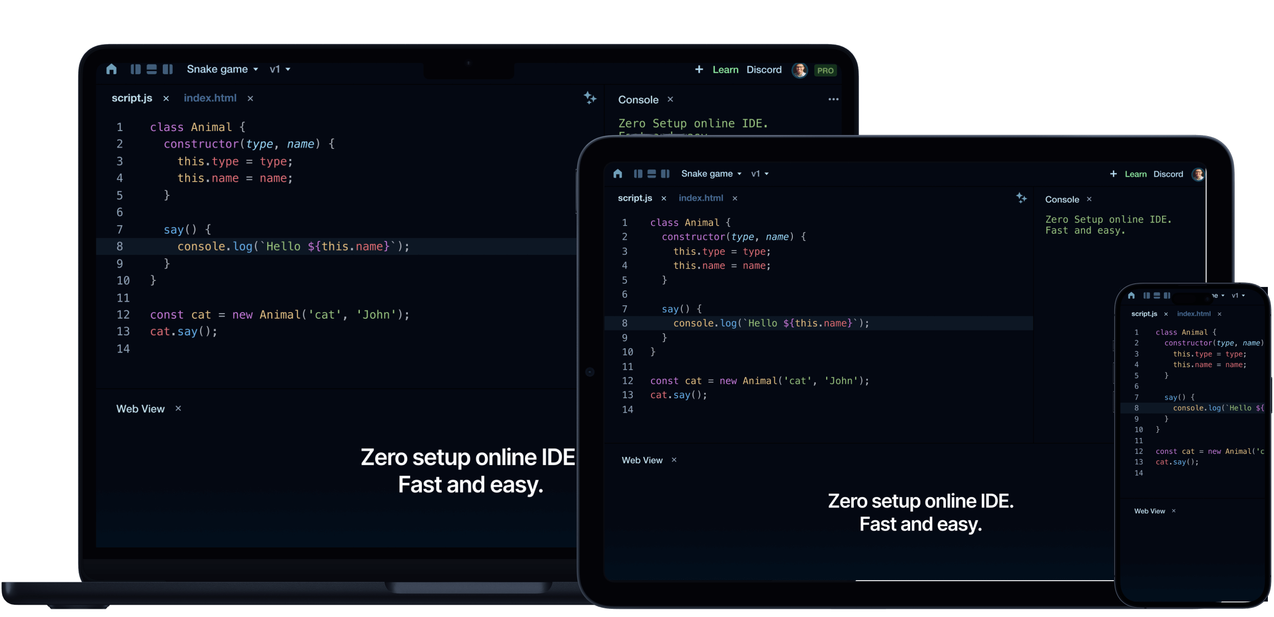 PlayCode works on any device