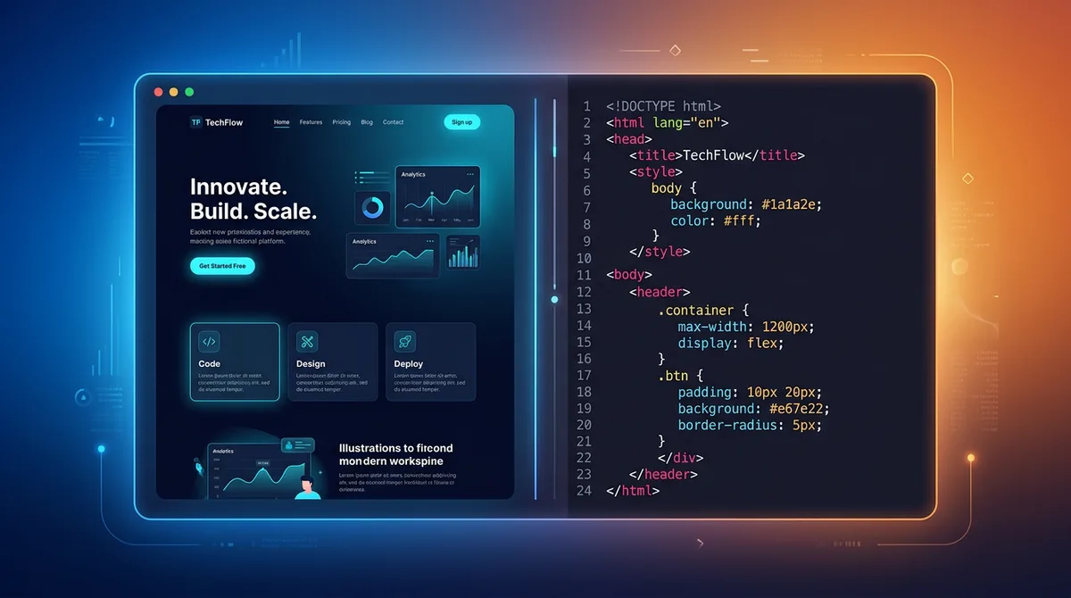 AI design agent building a professional website through conversation and visual editing