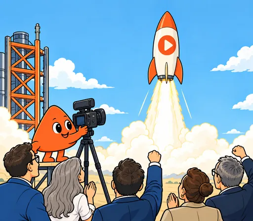 Play films a rocket lifting off.