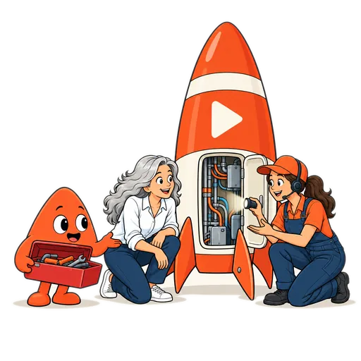 Playcodeのエンジニアが、開いたロケットのパネルを懐中電灯で照らし、見えたものを説明しています。