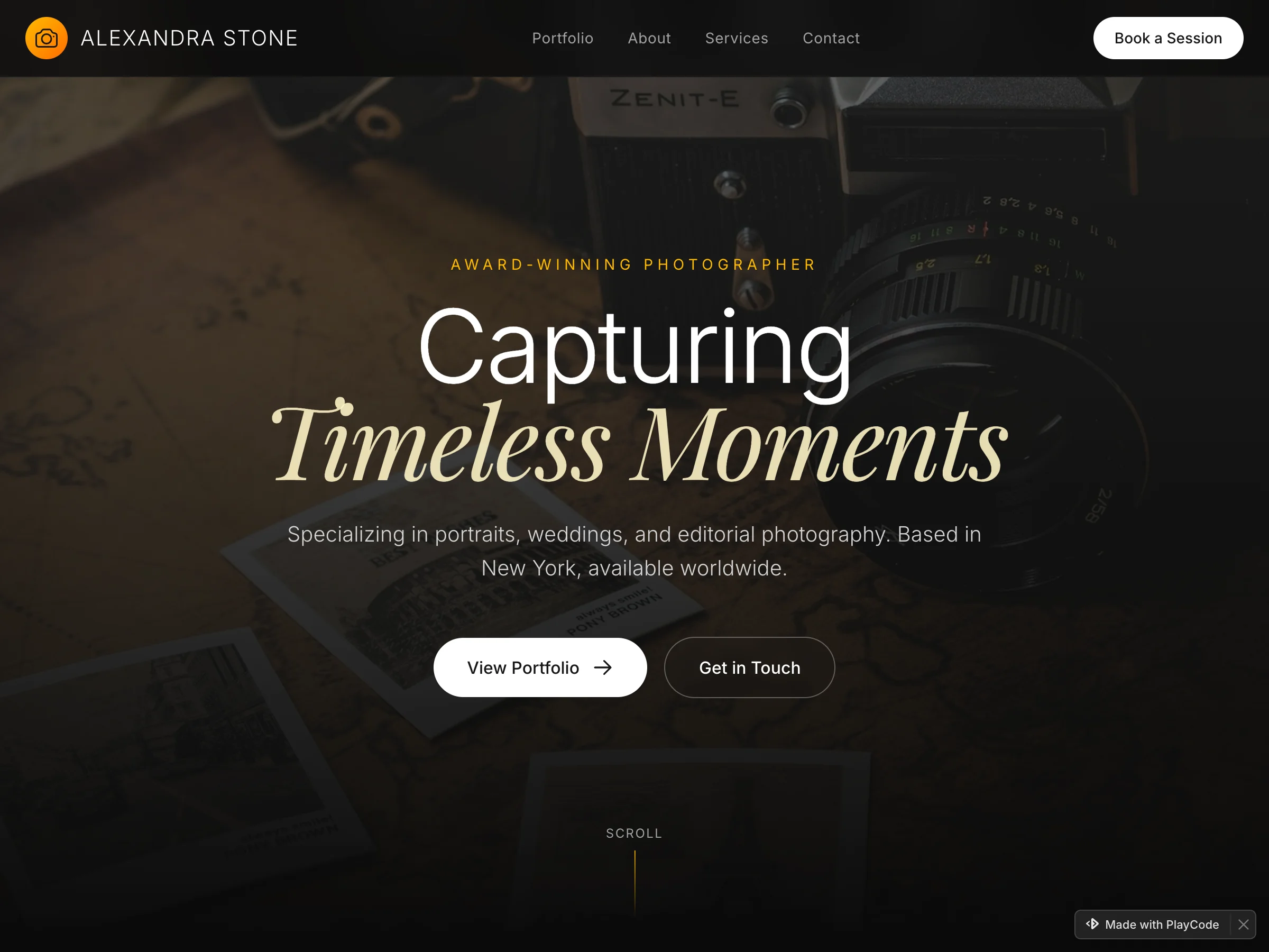 Photographer portfolio built with PlayCode AI