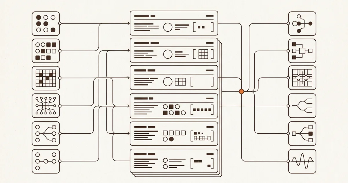 Neutral illustrated catalog of field records connected to sources, lineage, value sets, and quality rules