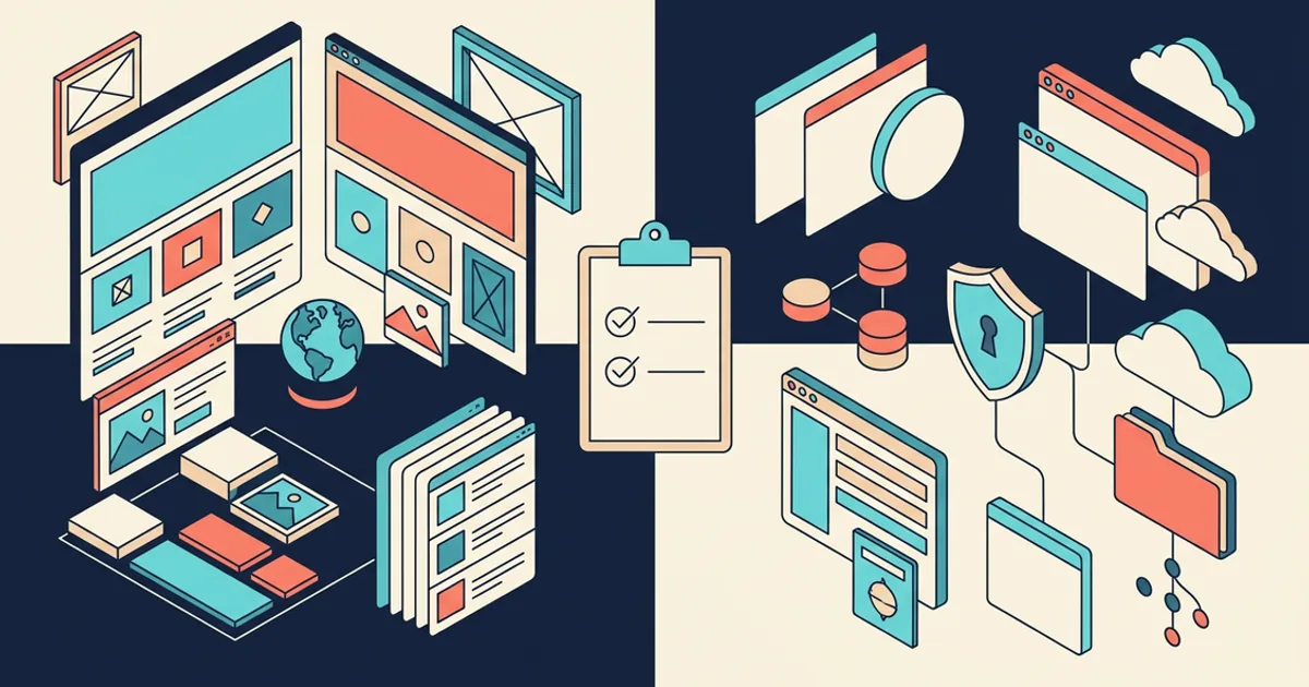 Neutral website-canvas and full-stack app-system comparison with equal visual weight