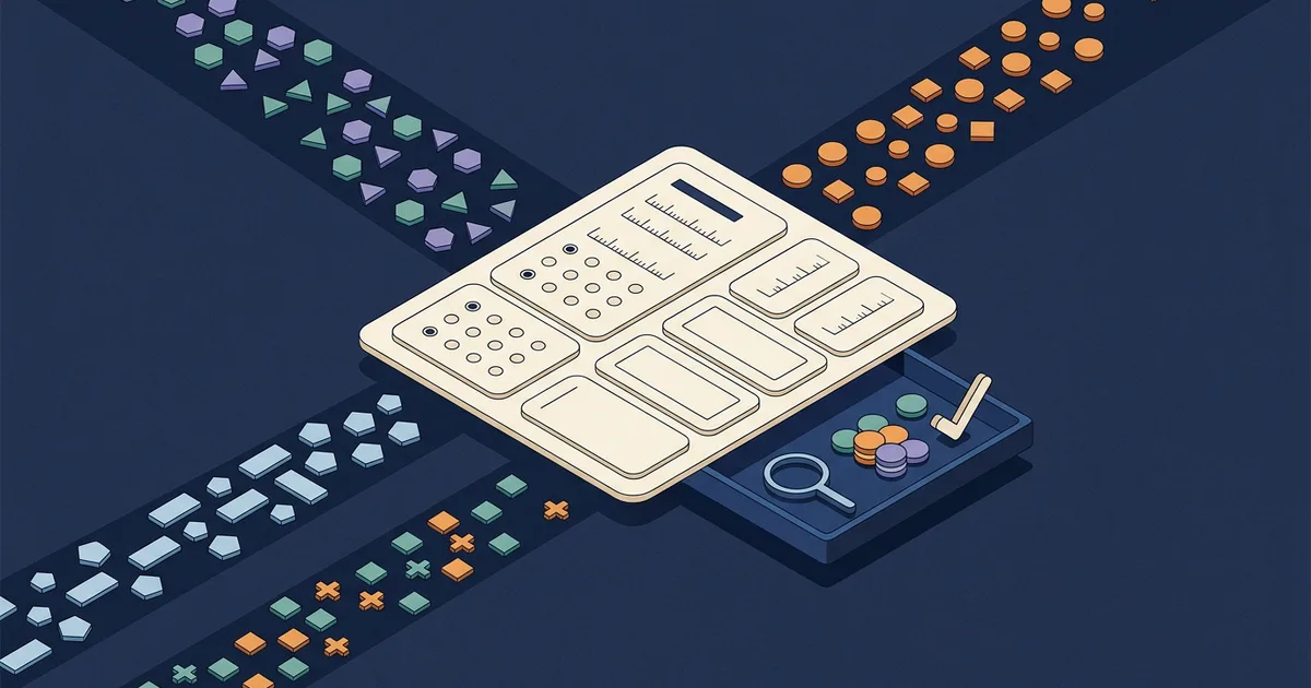 Editorial illustration of four anonymous event feedback streams moving into a reviewed question board