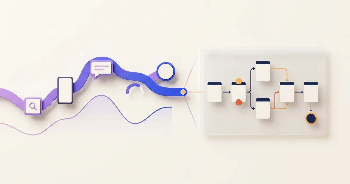 Wide experience ribbon connected to a bounded branching interface flow