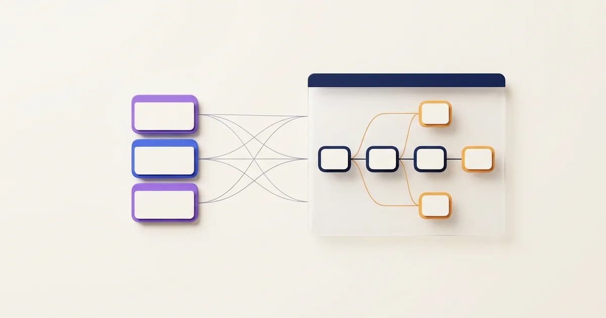 Three backlog cards linked to a branching actor-goal interaction map